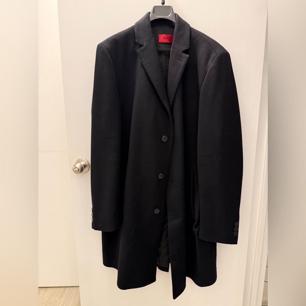 Hugo Boss Wool Cashmere Overcoat – Black – US Size 46R